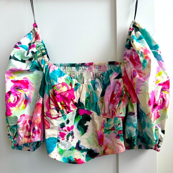 Cropped puff sleeve blouse - Picture 1 of 3